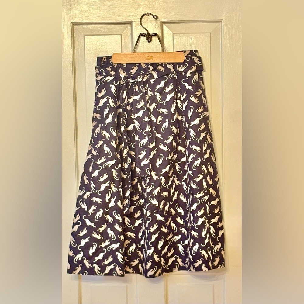 Ann Taylor Navy and White Midi Skirt